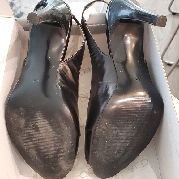 Guess by Marciano Black Leather Platform Slingback Heels - Picture 7 of 7